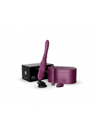 Фиолетовая секс-машина с функцией нагрева, насадками и присоской Sesh - Zalo - купить с доставкой в Жуковском