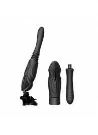 Черная секс-машина с функцией нагрева, насадками и присоской Sesh - Zalo - купить с доставкой в Жуковском