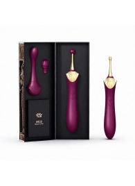 Фиолетовый клиторальный вибростимулятор с насадками Bess - Zalo