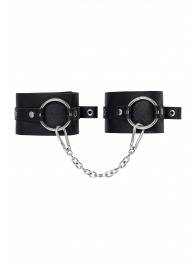 Черные оковы из толстой кожи с люверсами - Pecado - купить с доставкой в Жуковском