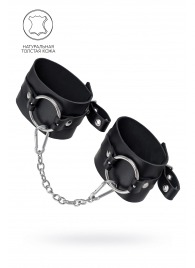 Черные оковы из толстой кожи с люверсами - Pecado - купить с доставкой в Жуковском
