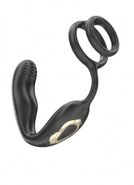 Черная анальная пробка с вращением и эрекционными кольцами - Ibiza - в Жуковском купить с доставкой