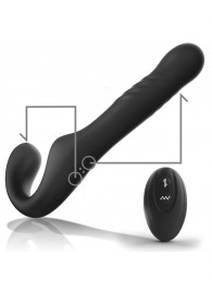 Черный безремневой страпон с вибрацией и возвратно-поступательными движениями - 24 см. - Ibiza - купить с доставкой в Жуковском