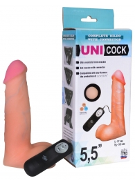 Фаллическая насадка Харнесс UNICOCK 5,5  с вибрацией - 17 см. - LOVETOY (А-Полимер) - купить с доставкой в Жуковском