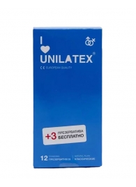 Классические презервативы Unilatex Natural Plain - 12 шт. + 3 шт. в подарок - Unilatex - купить с доставкой в Жуковском