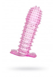 Гелевая розовая насадка с шипами - 12 см. - Toyfa Basic - в Жуковском купить с доставкой