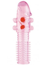 Гелевая розовая насадка с шариками и шипами - 14 см. - ToyFa - в Жуковском купить с доставкой