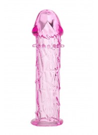 Гладкая розовая насадка с усиками под головкой - 12,5 см. - Toyfa Basic - в Жуковском купить с доставкой