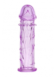 Гладкая фиолетовая насадка с усиками под головкой - 12,5 см. - Toyfa Basic - в Жуковском купить с доставкой