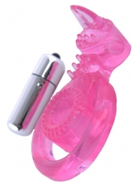 Розовая вибронасадка со стимулятор клитора   Язычок - Toyfa Basic - в Жуковском купить с доставкой