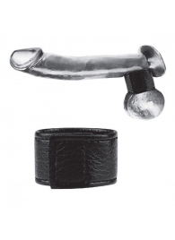 Чёрная утяжка на мошонку 1  Velcro Ball Stretcher - BlueLine - купить с доставкой в Жуковском