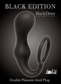 Чёрное эрекционное кольцо с анальной пробкой Double Pleasure Anal Plug - Lola Games - в Жуковском купить с доставкой
