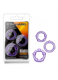 Набор из 3 фиолетовых эрекционных колец Stay Hard Beaded Cockrings - Blush Novelties - в Жуковском купить с доставкой