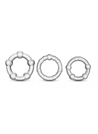 Набор из 3 прозрачных эрекционных колец Stay Hard Beaded Cockrings - Blush Novelties - в Жуковском купить с доставкой
