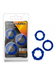 Набор из 3 синих эрекционных колец Stay Hard Beaded Cockrings - Blush Novelties - в Жуковском купить с доставкой