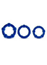 Набор из 3 синих эрекционных колец Stay Hard Beaded Cockrings - Blush Novelties - в Жуковском купить с доставкой