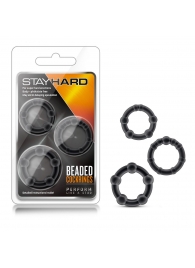 Набор из 3 чёрных эрекционных колец Stay Hard Beaded Cockrings - Blush Novelties - в Жуковском купить с доставкой