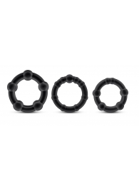 Набор из 3 чёрных эрекционных колец Stay Hard Beaded Cockrings - Blush Novelties - в Жуковском купить с доставкой