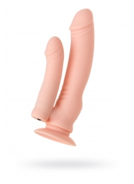 Двойной фаллоимитатор с присоской и съемной вибропулей - 19 см. - A-toys