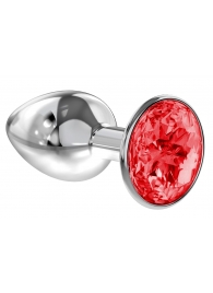 Малая серебристая анальная пробка Diamond Red Sparkle Small с красным кристаллом - 7 см. - Lola Games - купить с доставкой в Жуковском