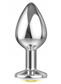 Малая серебристая анальная пробка Diamond Yellow Sparkle Small с жёлтым кристаллом - 7 см. - Lola Games - купить с доставкой в Жуковском