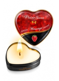 Массажная свеча с ароматом клубники Bougie Massage Candle - 35 мл. - Plaisir Secret - купить с доставкой в Жуковском