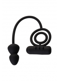 Чёрное эрекционное кольцо с вибропулькой и анальным хвостом - Erotist Adult Toys - в Жуковском купить с доставкой