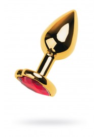 Золотистая анальная пробка с кристаллом-сердцем - 7,5 см. - ToyFa - купить с доставкой в Жуковском