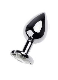 Серебристая анальная пробка с прозрачным кристаллом-сердцем - 8 см. - ToyFa - купить с доставкой в Жуковском