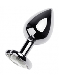 Серебристая анальная пробка с прозрачным кристаллом-сердцем - 8 см. - ToyFa - купить с доставкой в Жуковском