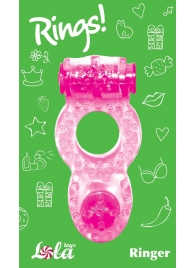 Розовое эрекционное кольцо с вибрацией Rings Ringer - Lola Games - в Жуковском купить с доставкой