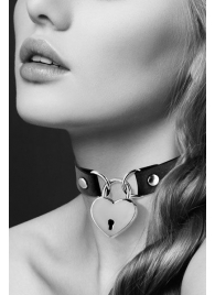 Черный чокер с замком в форме сердца - Bijoux Pour Toi - купить с доставкой в Жуковском