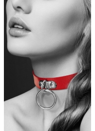 Красный узенький чокер с кольцом - Bijoux Pour Toi - купить с доставкой в Жуковском