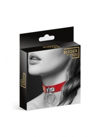 Красный узенький чокер с кольцом - Bijoux Pour Toi - купить с доставкой в Жуковском