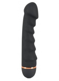 Чёрный вибратор с ребрами Bendy Ripple - 16,5 см. - Orion