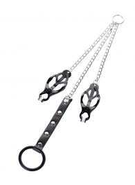 Черно-серебристые зажимы для сосков с кольцом для пениса TOYFA Metal - ToyFa - купить с доставкой в Жуковском