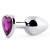 Серебристая анальная пробка с фиолетовым кристаллом-сердечком - 8 см. - Anal Jewelry Plug - купить с доставкой в Жуковском
