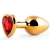 Золотистая анальная пробка с красным стразом-сердечком - 8 см. - Anal Jewelry Plug - купить с доставкой в Жуковском