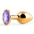 Золотистая анальная пробка с фиолетовым стразом - 7,2 см. - Anal Jewelry Plug - купить с доставкой в Жуковском