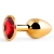 Золотистая анальная пробка с красным стразом - 7,2 см. - Anal Jewelry Plug - купить с доставкой в Жуковском
