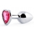 Серебристая анальная пробка с розовым кристаллом-сердечком - 7 см. - Anal Jewelry Plug - купить с доставкой в Жуковском