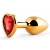 Золотистая анальная пробка с красным стразом-сердечком - 7 см. - Anal Jewelry Plug - купить с доставкой в Жуковском