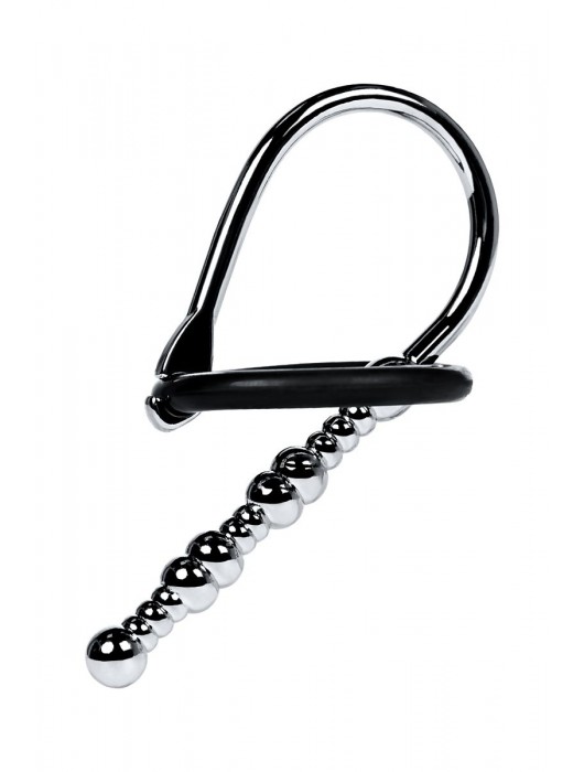 Серебристый уретральный плаг-бусины TOYFA Metal с мягким фиксириющим кольцом - ToyFa - купить с доставкой в Жуковском