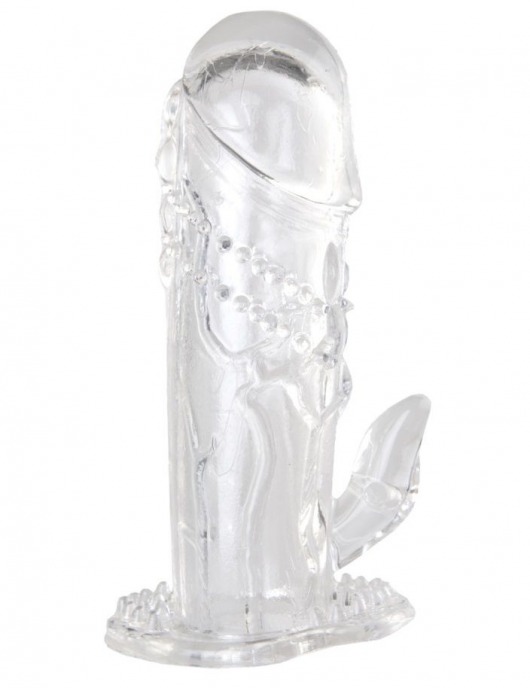 Прозрачная гелевая насадка с клиторальным отростком - 13 см. - Toyfa Basic - в Жуковском купить с доставкой