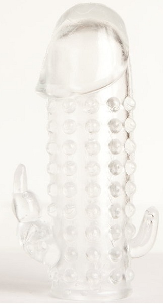 Гелевая прозрачная насадка с 2 отростками - 13 см. - Toyfa Basic - в Жуковском купить с доставкой