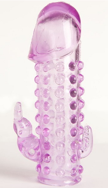 Закрытая фиолетовая насадка с 2 отростками - 13 см. - Toyfa Basic - в Жуковском купить с доставкой