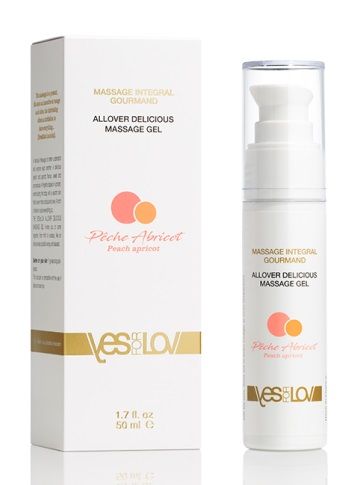 Универсальный массажный гель-смазка Allover Delicious Massage Gel с ароматом персика и аброкоса - 50 мл. - YESforLOV - купить с доставкой в Жуковском