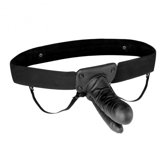 Полый страпон с двумя отростками и вибрацией Unisex Vibrating Hollow Strap-On Double Penetrating Dildo - 17,8 см. - Lux Fetish - купить с доставкой в Жуковском
