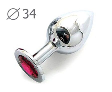 Коническая серебристая анальная втулка с малиновым кристаллом - 8,2 см. - Anal Jewelry Plug - купить с доставкой в Жуковском
