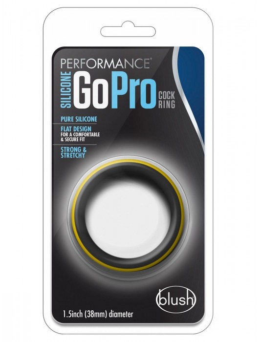 Черно-желтое силиконовое эрекционное кольцо Silicone Go Pro Cock Ring - Blush Novelties - в Жуковском купить с доставкой